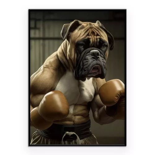 Poster Abstracte boxerhond met handschoenen