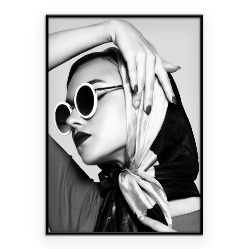 Poster Modeportret van een vrouw in retrostijl