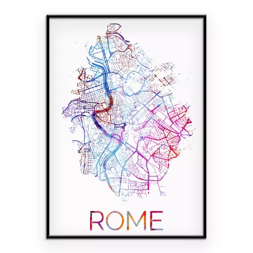 Poster Artistieke kaart van de stad Rome