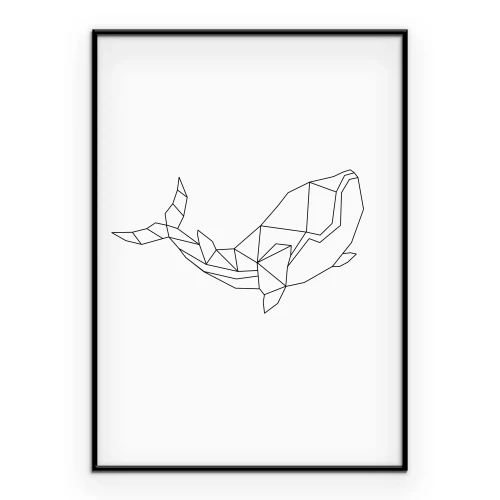 Poster Contour geometrische tekening van een walvis
