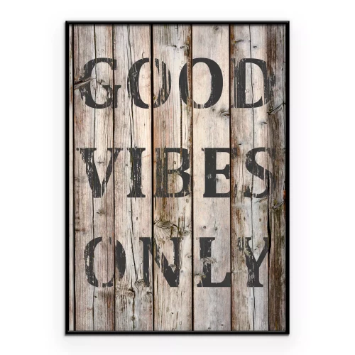 Poster Good Vibrations-inscriptie op hout