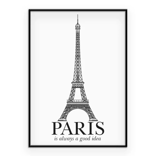 Poster Een minimalistische tekening van de Eiffeltoren.