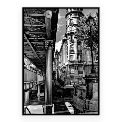 Poster Een stad met een perspectief onder het viaduct.