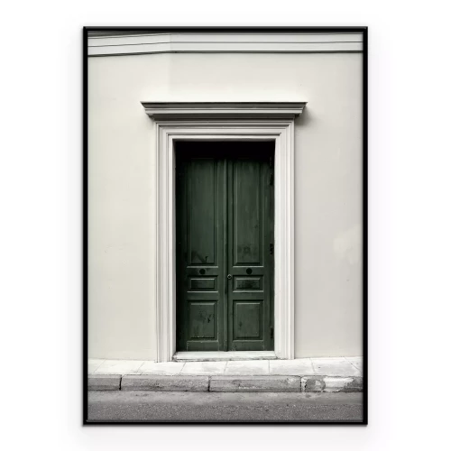 Poster Architektur eines Stadthauses mit grünen Türen klassischer Stil