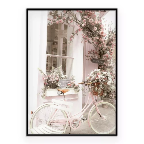 Poster Rosa Fahrrad mit Blumen