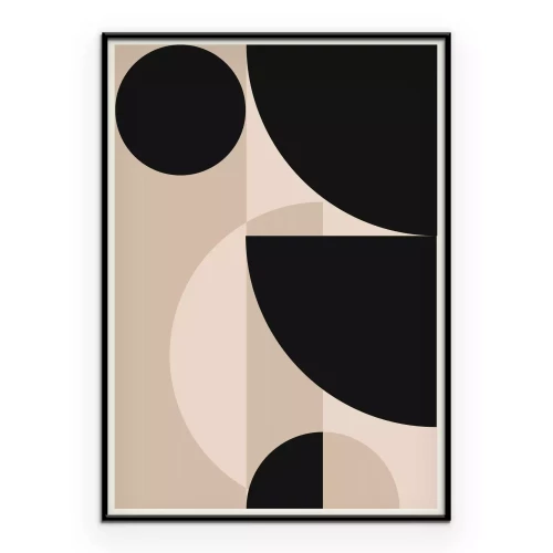 Poster Schwarze und beige Formen Abstraktion auf hellem Hintergrund