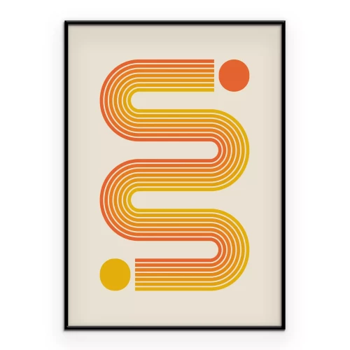 Poster Dynamische Bauhaus, inspiriert von gelben und orangefarbenen Linien