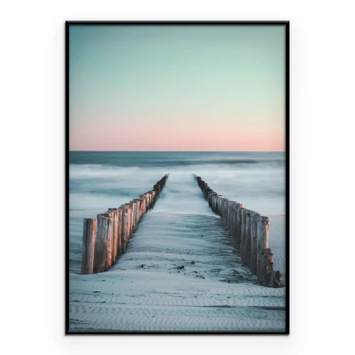 Poster Strand- und Meereslandschaft bei Sonnenuntergang