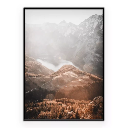 Poster Gebirgslandschaft im Morgennebel