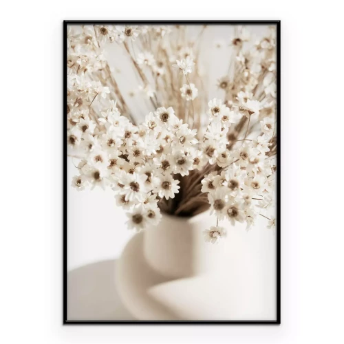 Poster Weiße Blumen in einer Vase im Boho-Stil