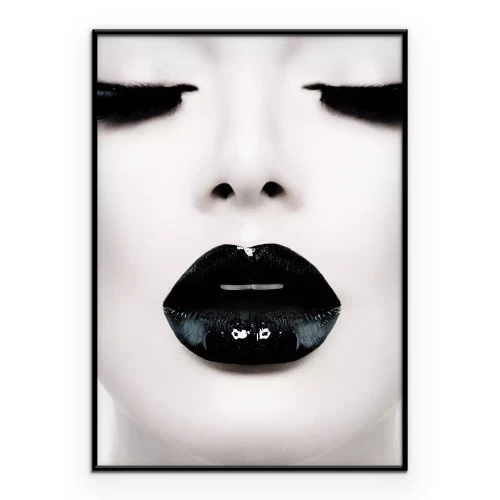 Poster Glamour-Porträt einer Frau mit schwarzen Lippen