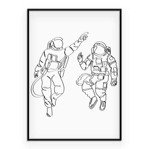 Poster Astronauten im Line-Art-Stil