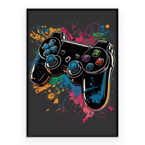 Poster Abstrakter Gamecontroller bunte Grafik