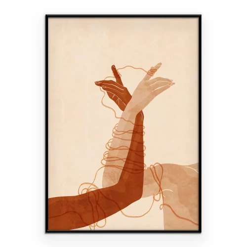 Poster Verschlungene Hände Illustration im Boho-Stil