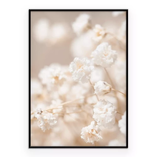 Poster Zarte weiße Blumen im Boho-Stil