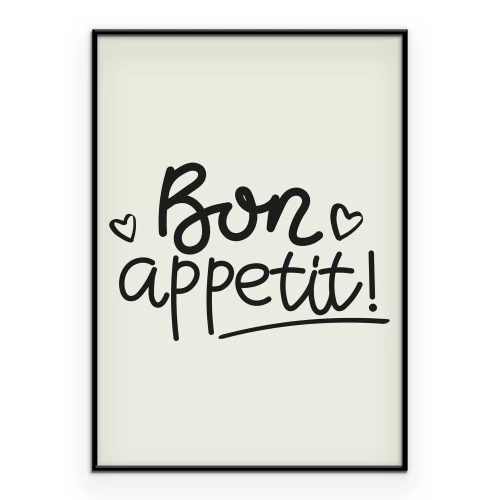 Poster Bon Appetit – Schriftzug auf beigem Hintergrund