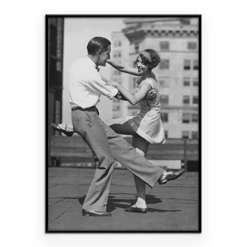 Poster Zwart-wit afbeelding van een dansend stel.
