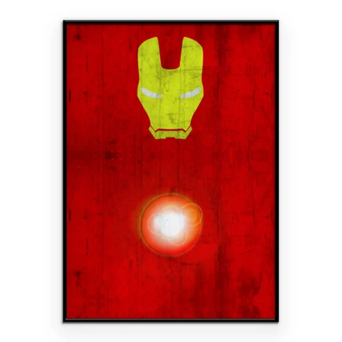 Poster Iron Man-symbool op een verweerde rode achtergrond