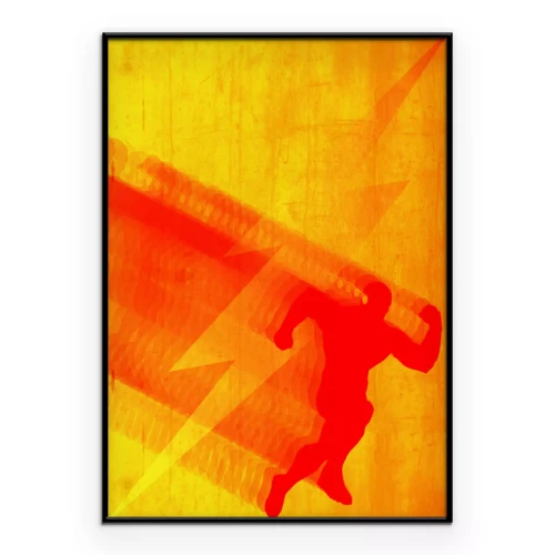 Poster Rennende superheld en bliksem