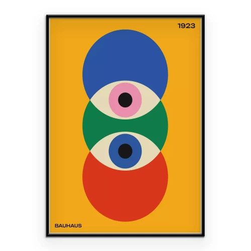 Poster Abstraktes Auge und geometrische Formen inspiriert vom Bauhaus
