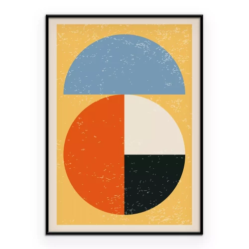 Poster Von Bauhaus inspirierte geometrische Abstraktion mit texturiertem Hintergrund