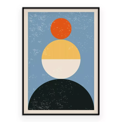 Poster Von Bauhaus inspirierte geometrische Komposition mit texturiertem Hintergrund