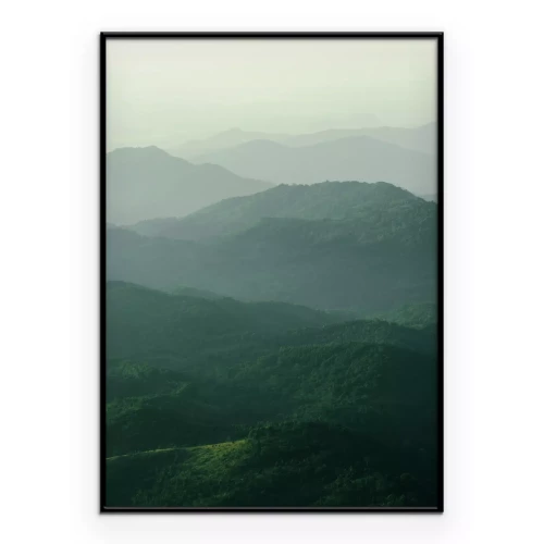 Poster Grüne Berglandschaft am Morgen
