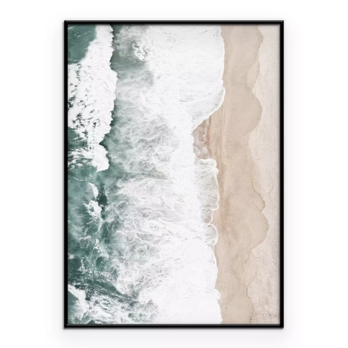 Poster Stürmische Meereswellen und Sandstrand