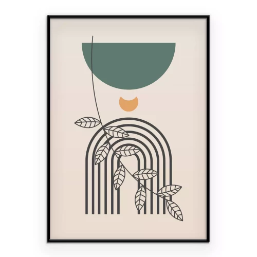 Poster Abstrakte geometrische Formen und Pflanzen