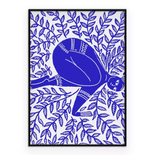 Poster Abstrakte weibliche Silhouette zwischen Blättern