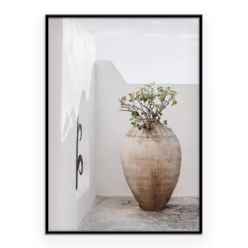 Poster Im Boho-Stil Blumentopf mit Blumen