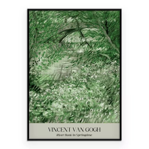 Poster Kunst im Stil von Van Gogh Flussufer im Frühling