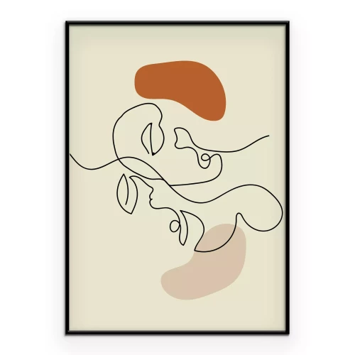 Poster Menschliche Gesichter im Lineart-Stil auf beigem Hintergrund