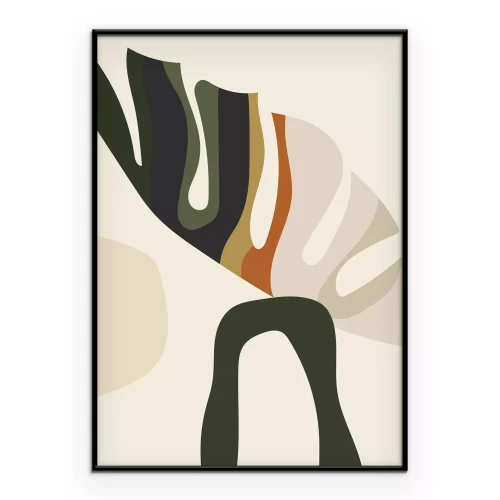 Poster Abstraktion im Boho-Stil mit einem Blatt