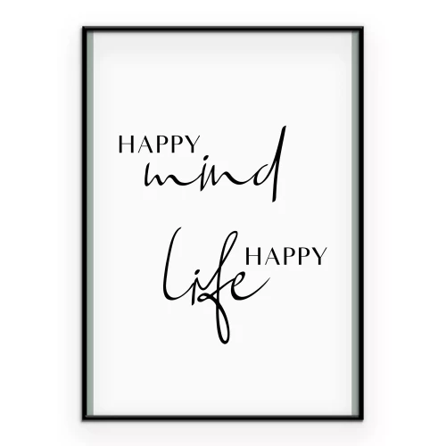 Poster "Happy Life" Zitat über das glückliche Leben