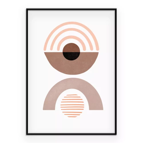 Poster Geometrische Formen Abstraktion in Mocha-Mousse-Farben