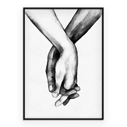 Poster Schwarz-weiße Hände Aquarell