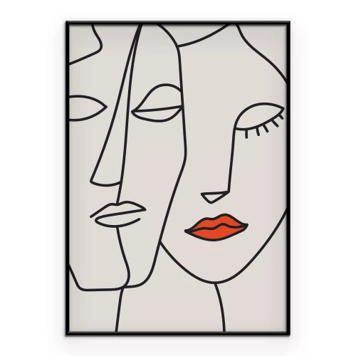 Poster Liebe im Line-Art-Stil Porträt