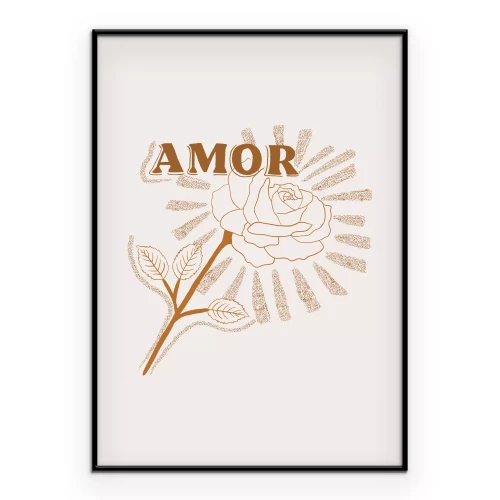 Poster Rosenblume auf beigem Hintergrund