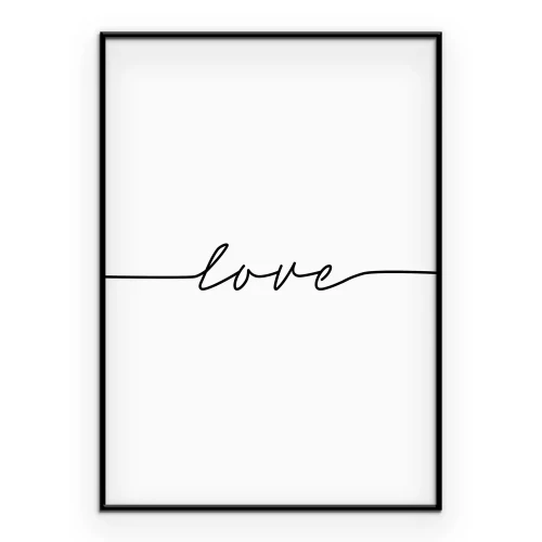 Poster Love minimalistischer Schriftzug auf weißem Hintergrund