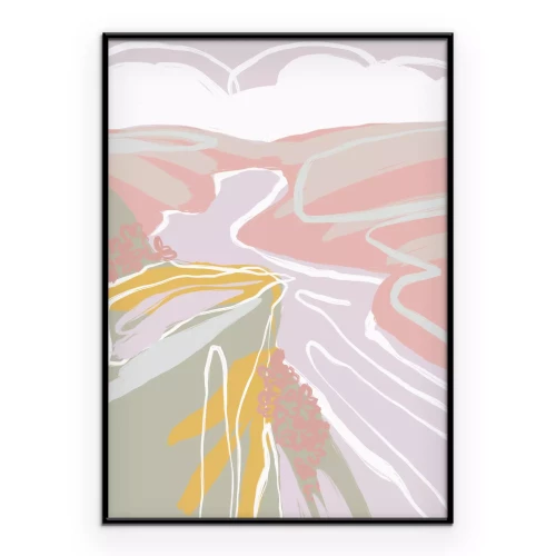 Poster Abstrakte Landschaft in Pastellfarben