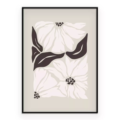 Poster Abstrakte weiße Blumen botanisches Muster