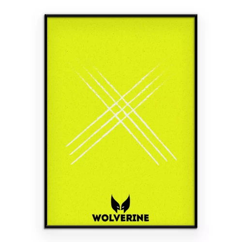 Poster Wolverine-letters en klauwafdrukken op een gele achtergrond