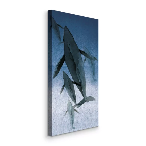 Canvas Walvissen in aquarelverf die in de oceaan zwemmen