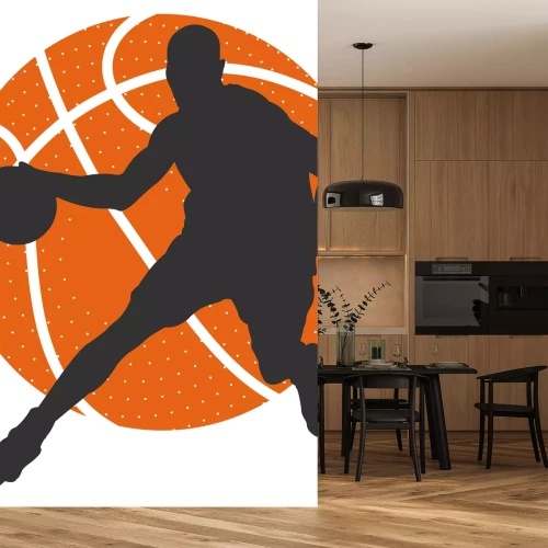 Sticker Silhouet van een basketballer