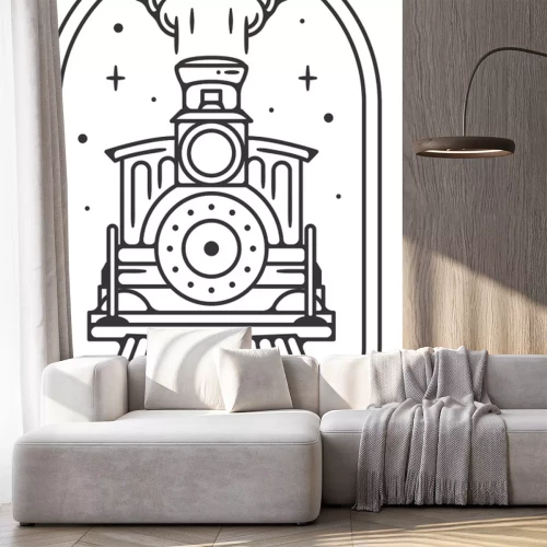 Sticker Stoomlocomotief in een ovaal frame