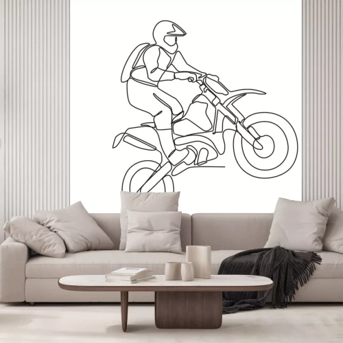Sticker Lijntekening van een motorcrosser