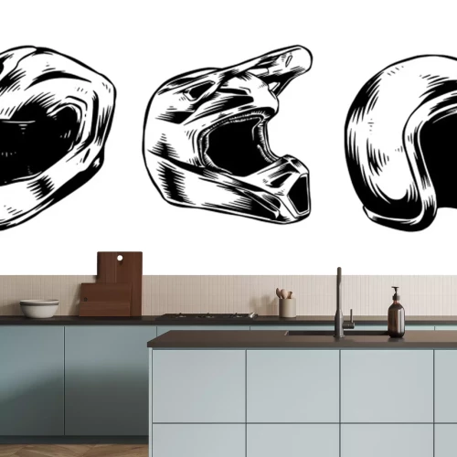Sticker Zwart-witte motorhelm