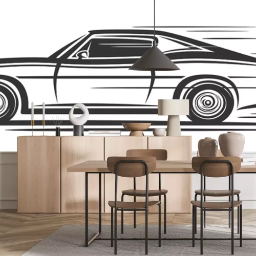 Sticker Retro sportwagen in beweging