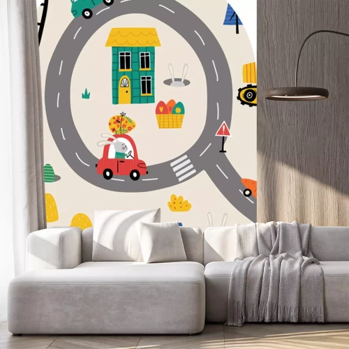 Sticker Dieren in auto's, sprookjesillustratie